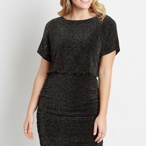 Maurice Black Sparkle Shimmer Cinched Fitted Mini Dress Cocktail S Holiday Party